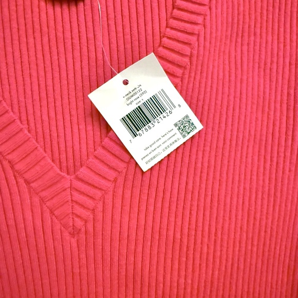 NWT KATE SPADE Bright Rose‎ Pink V Neck Sweater Dress - Picture 4 of 5